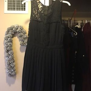 Beautiful laced panel black chiffon dress